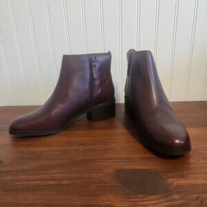 Cole Haan Women's Size 7.5B Dark Maroon Leather Ankle Boots W28682 New‎